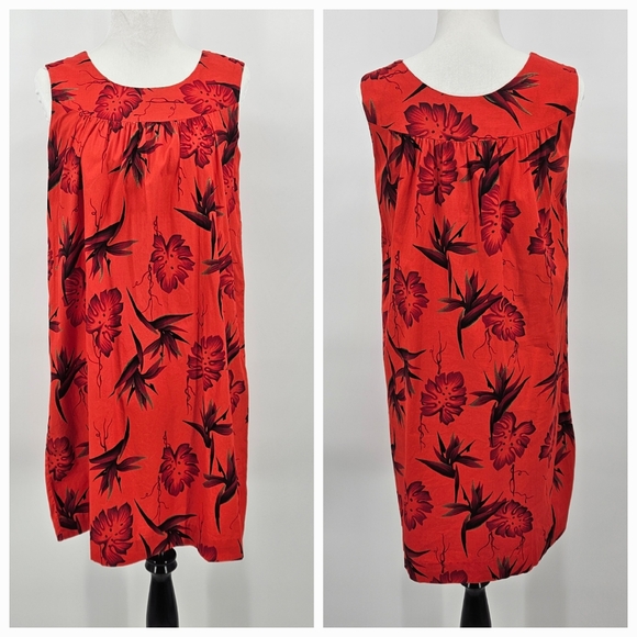 Vintage Ui-Maikai Hawaiian Dress 60s Cotton Medium - Picture 6 of 8